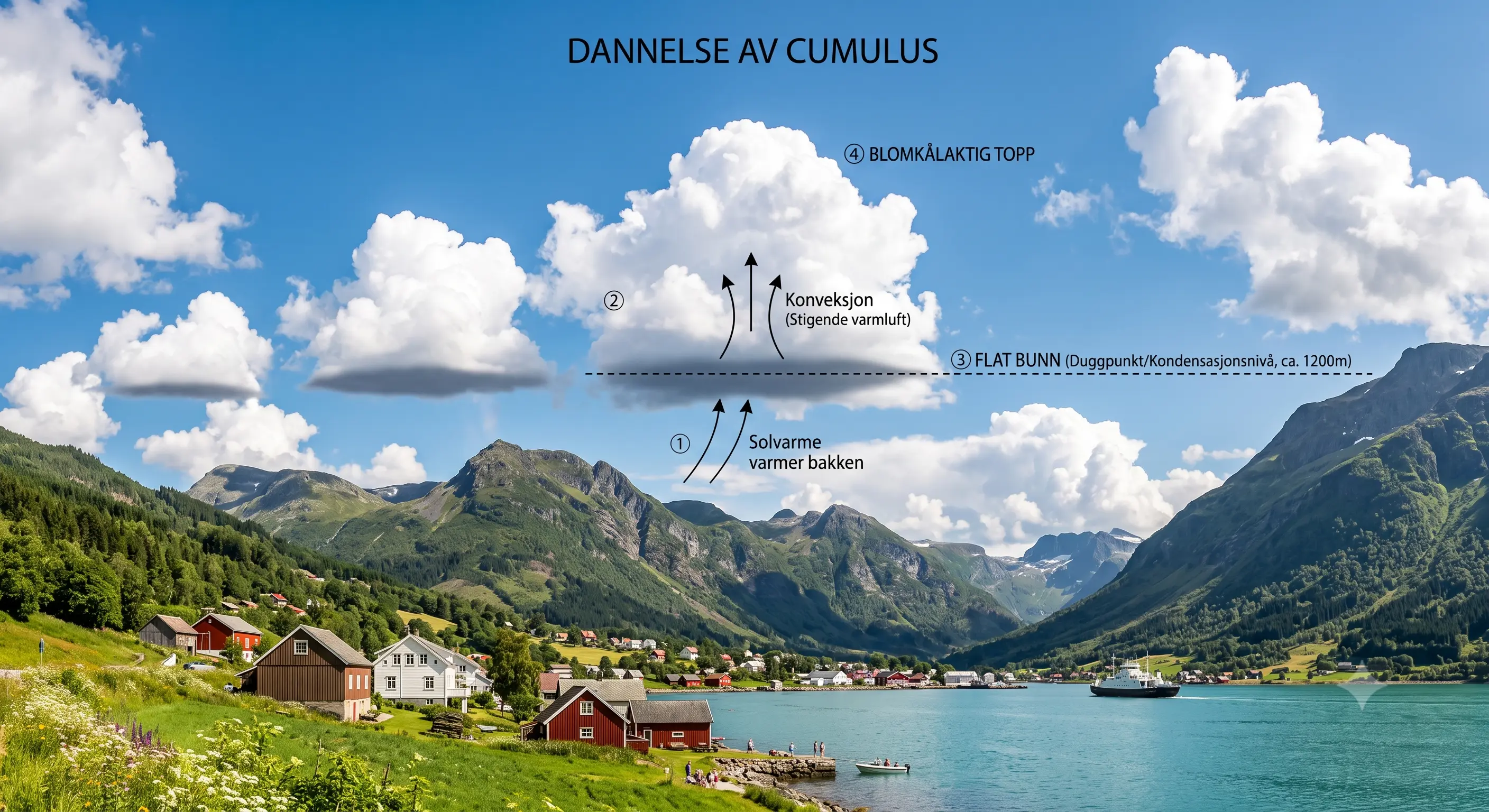 Cumulusskyer — haugskyer med flat bunn