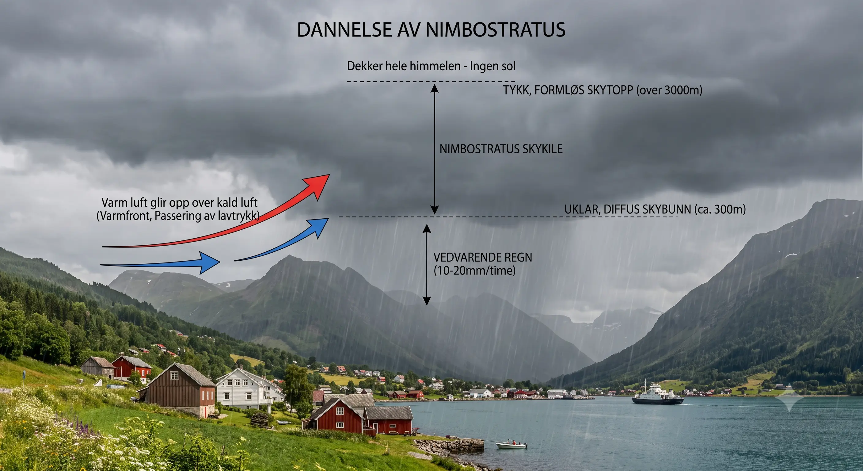 Nimbostratusskyer — regnskyen som ikke gir seg