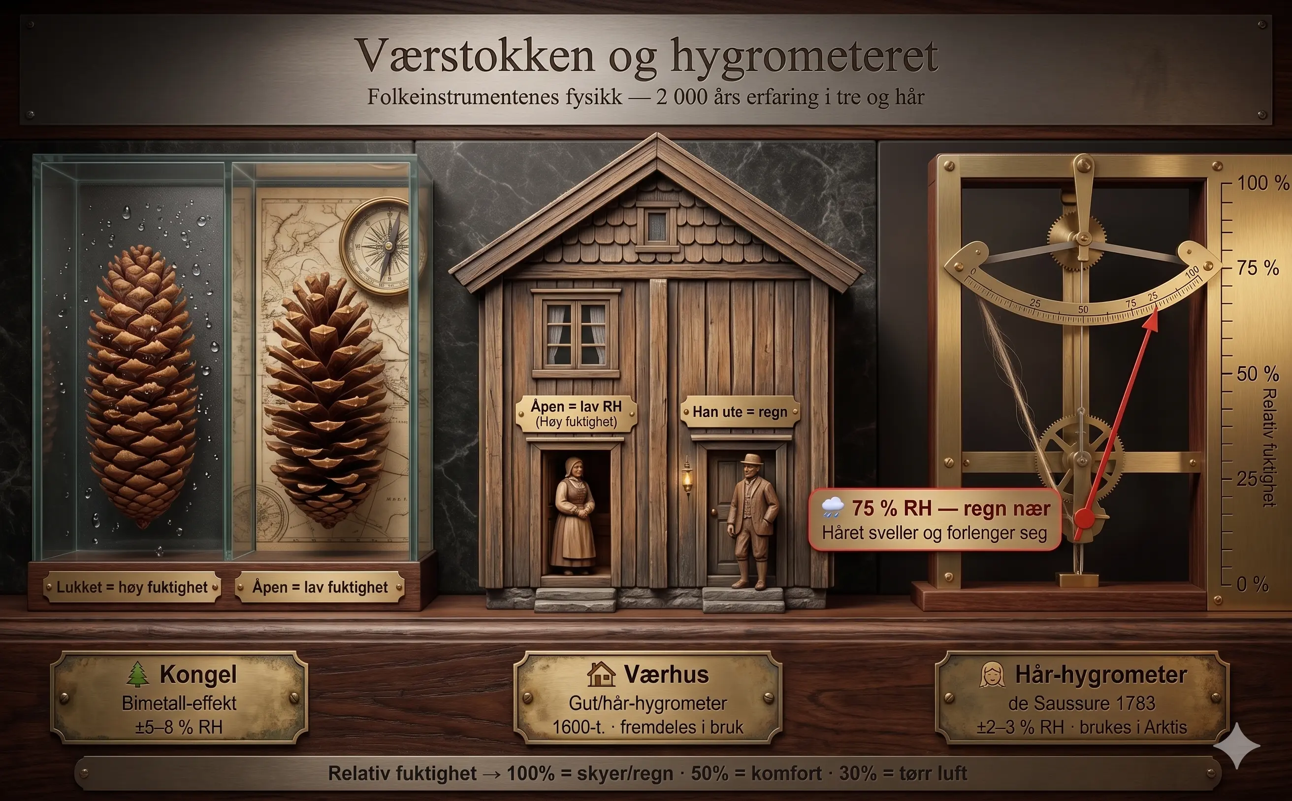 Værstokken og hygrometeret — folkeinstrumentenes fysikk